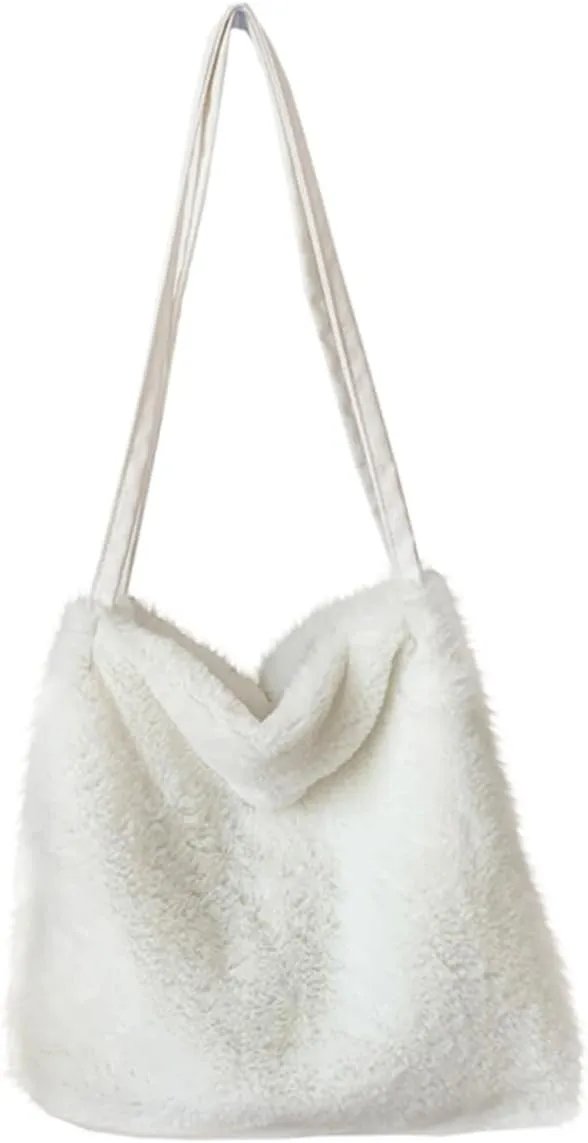 Unique Plush Bag Student Shoulder Bag Chic Portable Large Capacity Woolen Material