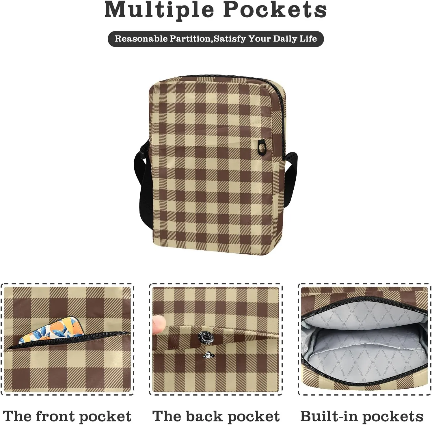 Unisex Crossbody Bag, Cream Color Durable Sling Side Shoulder bags for men women, One Size