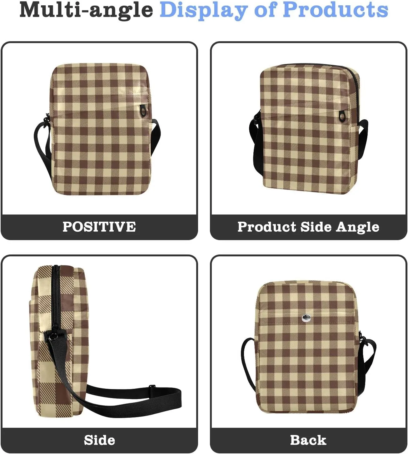 Unisex Crossbody Bag, Cream Color Durable Sling Side Shoulder bags for men women, One Size