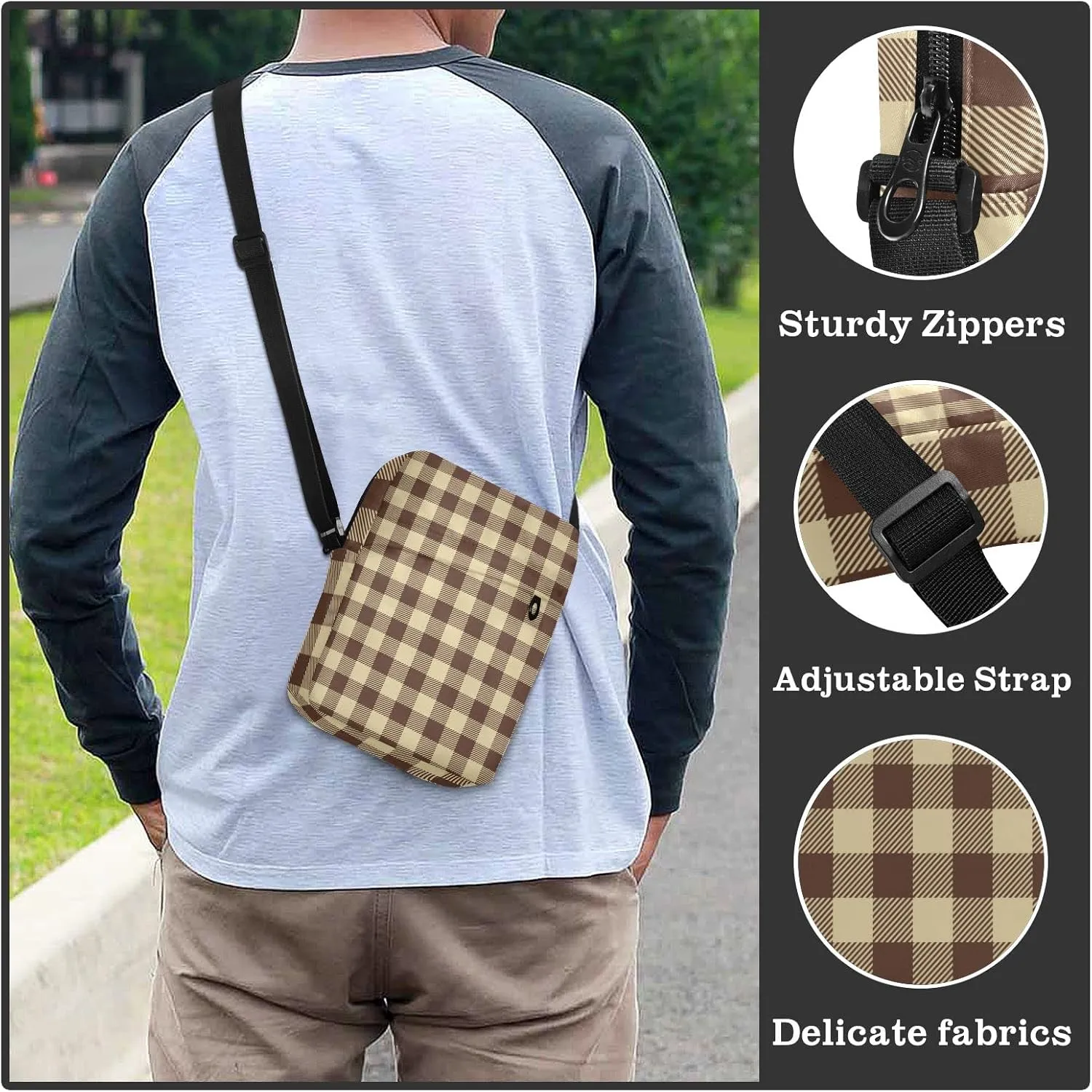 Unisex Crossbody Bag, Cream Color Durable Sling Side Shoulder bags for men women, One Size