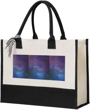 Universe with Stars Galaxy Interstellar print Canvas splicing present tote bag, beach handbag, grocery bag, travel work shopping bag