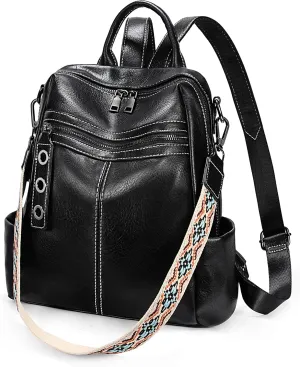 Uromee PU Leather Backpack Purse for Women Fashion Multipurpose Design Handbag Ladies Shoulder Bags Travel Backpack