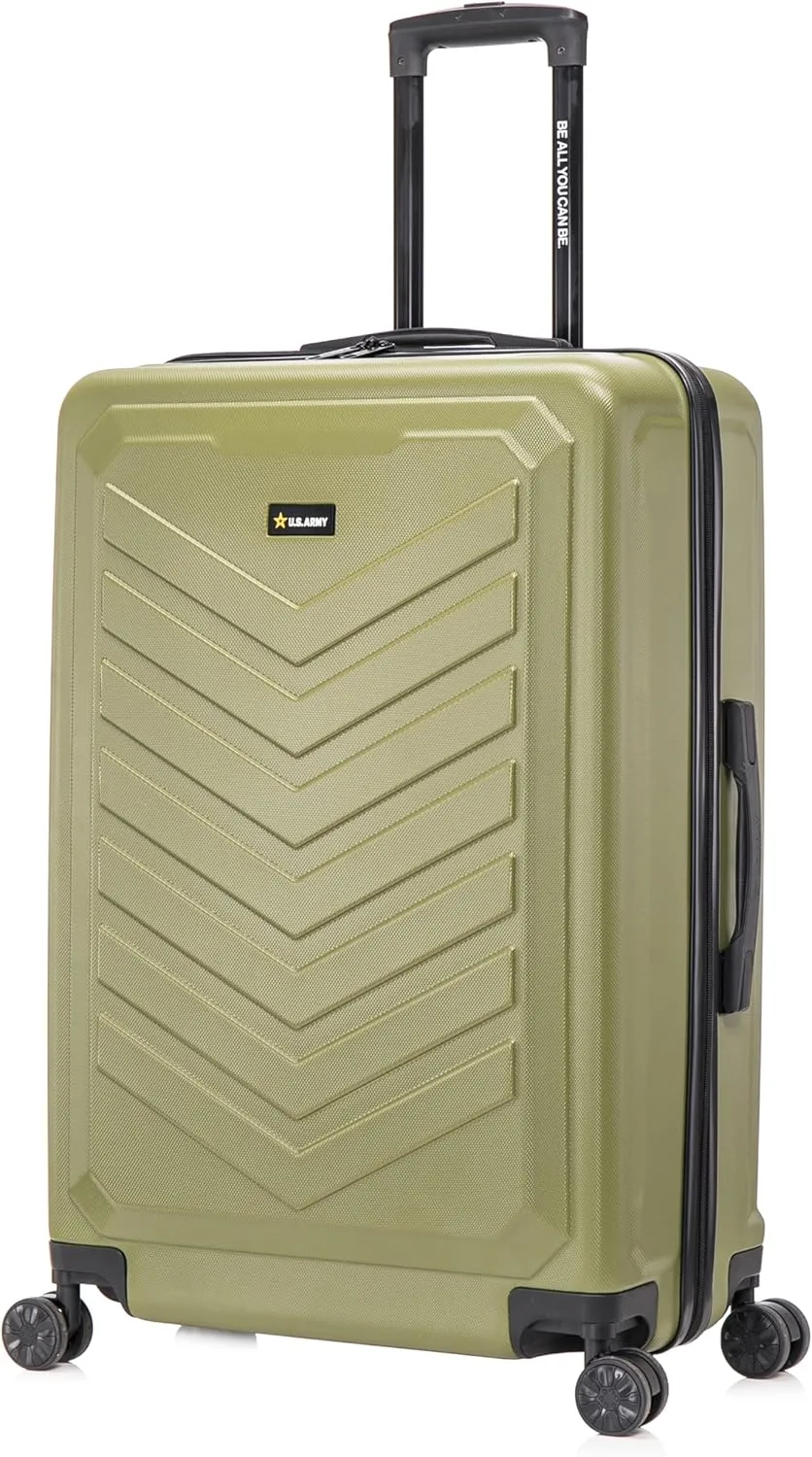 US ARMY Fox 28 inch Hardside Luggage with Spinner Wheels | Lightweight Large Suitcase for Extended Travel | Chevron Icon, Gel Handle, Side Studs, Retractable Trolley, Heavy Duty | Olive Drab