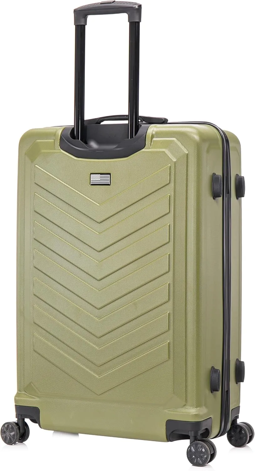 US ARMY Fox 28 inch Hardside Luggage with Spinner Wheels | Lightweight Large Suitcase for Extended Travel | Chevron Icon, Gel Handle, Side Studs, Retractable Trolley, Heavy Duty | Olive Drab
