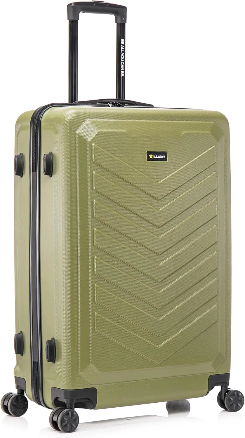 US ARMY Fox 28 inch Hardside Luggage with Spinner Wheels | Lightweight Large Suitcase for Extended Travel | Chevron Icon, Gel Handle, Side Studs, Retractable Trolley, Heavy Duty | Olive Drab