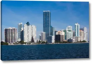 USA, Florida, Miami, city Skyline from Rickenbacker Causeway by Danita Delimont 11" x 16" Gallery Wrapped Canvas Wall Art Print - Ready to Hang