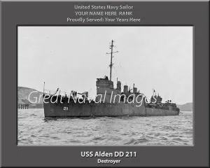USS Alden DD-211 Personalized United States Navy Ship