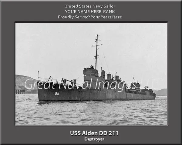 USS Alden DD-211 Personalized United States Navy Ship