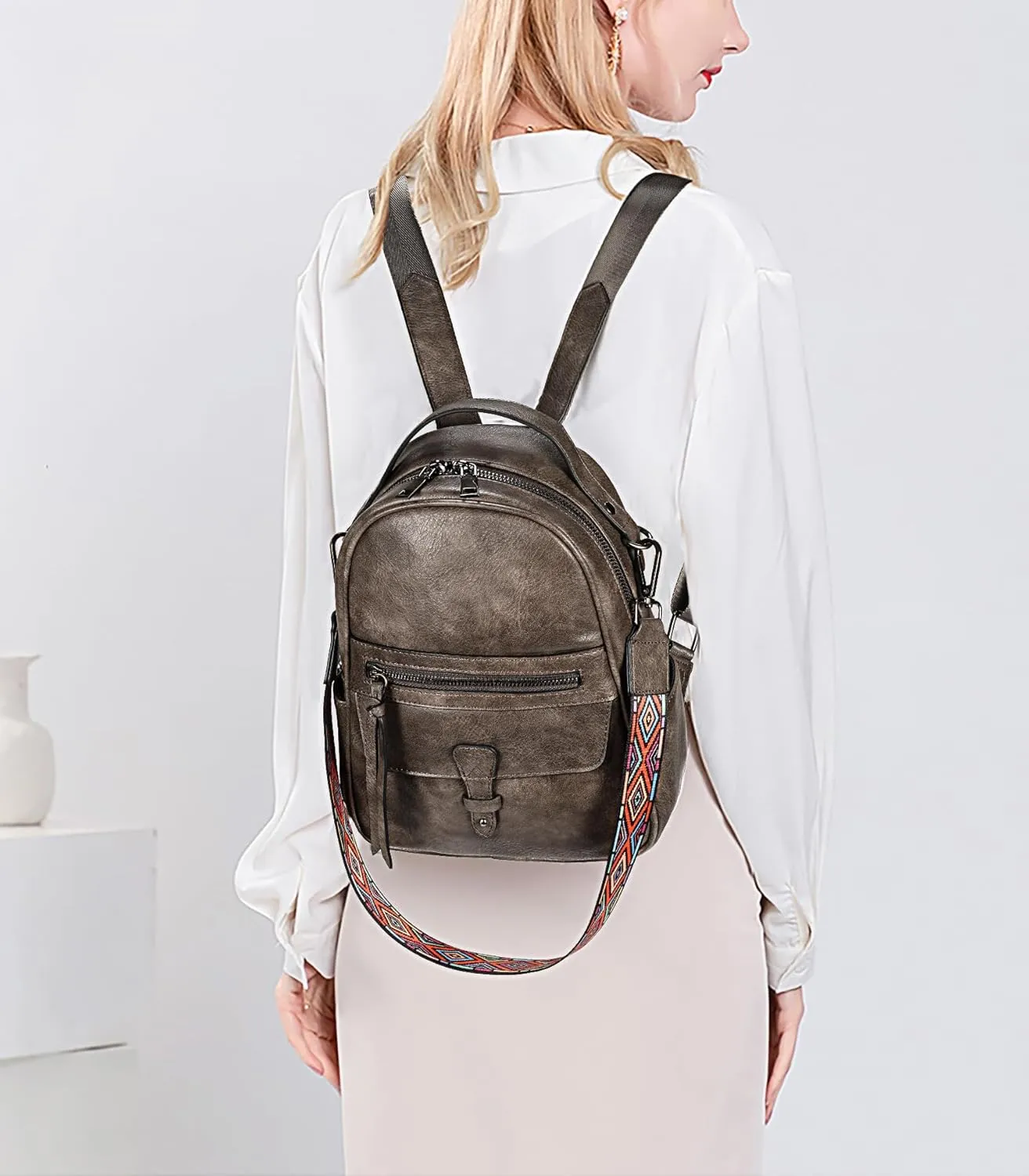UTO Mini Backpack for Women Ladies Shoulder Backpack Fashion Handbag Convertible Shoulder Bag Purse