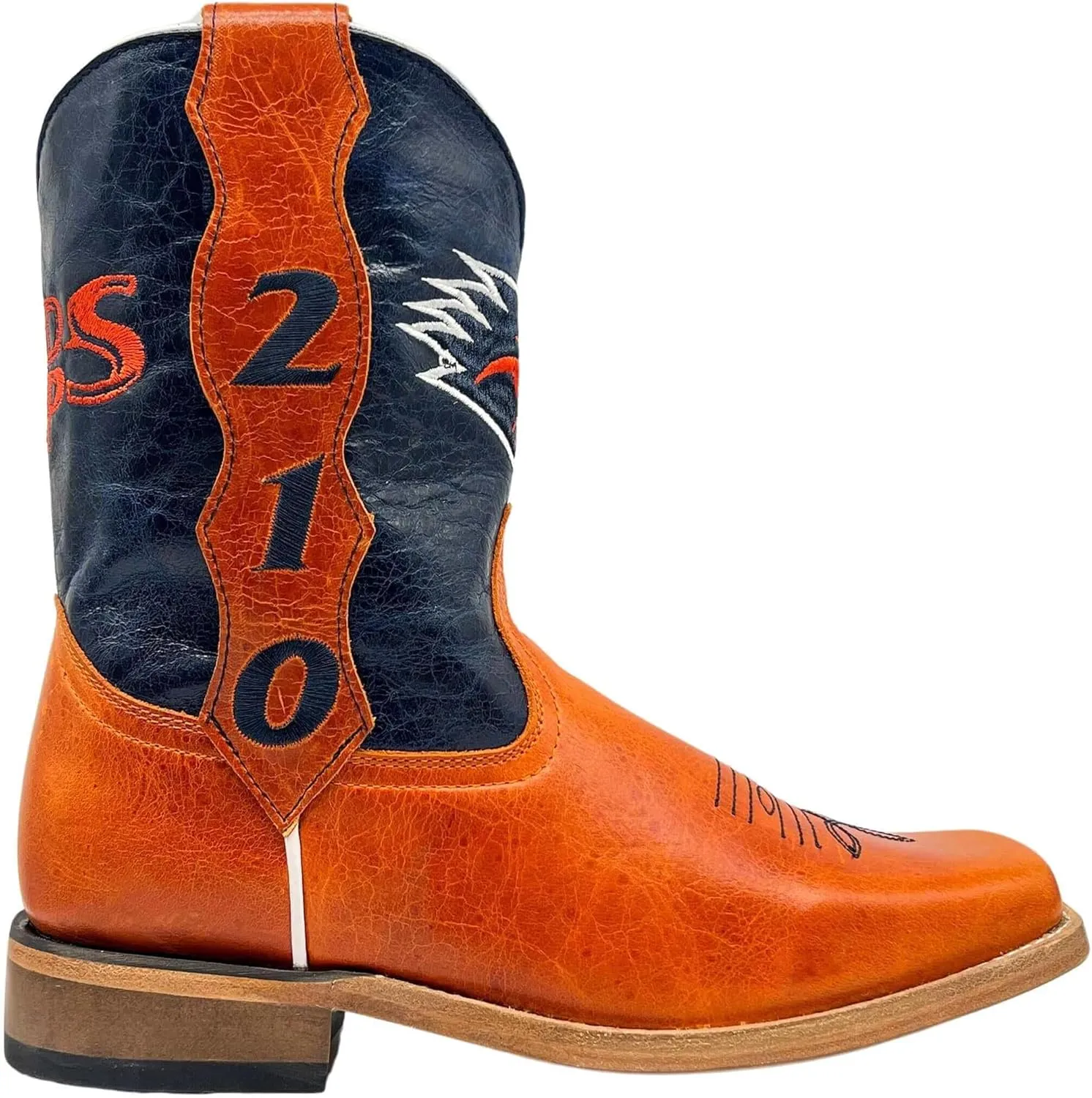 Vaccari Kids Dakota Genuine Leather University Mascot Embroidery Square Toe Officially Licensed Cowboy Toddler/Kids Boots