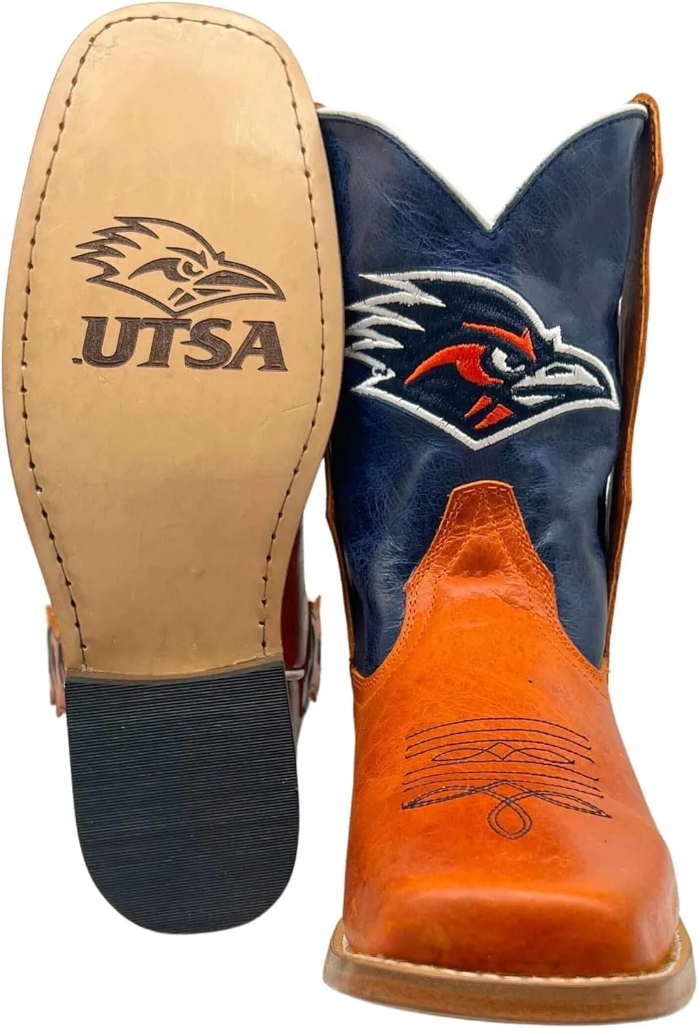 Vaccari Kids Dakota Genuine Leather University Mascot Embroidery Square Toe Officially Licensed Cowboy Toddler/Kids Boots