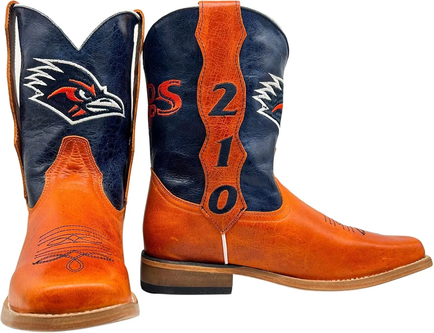 Vaccari Kids Dakota Genuine Leather University Mascot Embroidery Square Toe Officially Licensed Cowboy Toddler/Kids Boots