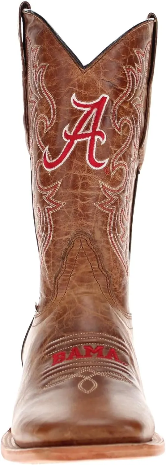 Vaccari Men's Luke Genuine Leather Collegiate Embroidery Broad Square Toe Cowboy Boots