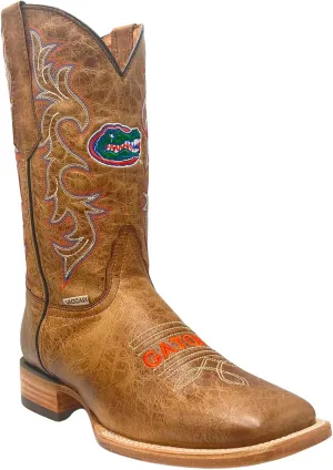 Vaccari Men's Luke Genuine Leather Collegiate Embroidery Broad Square Toe Cowboy Boots