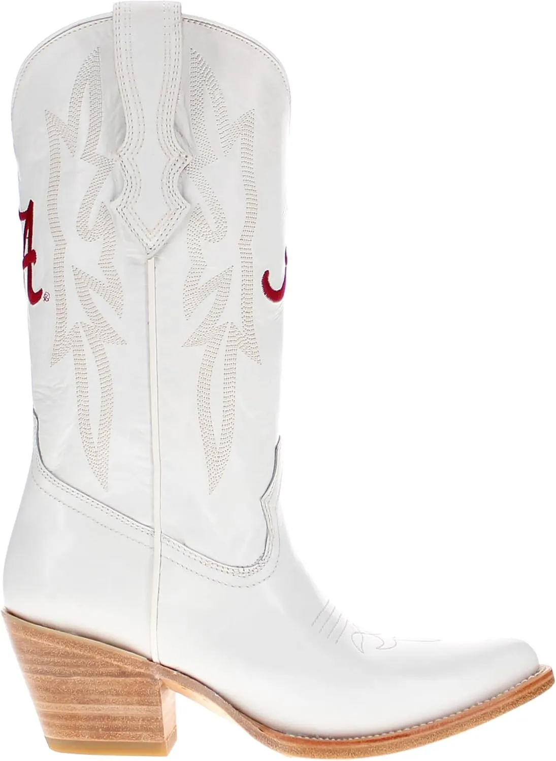Vaccari Women's Leighton Genuine Leather Collegiate Embroidery Pointed Toe Cowgirl Boots