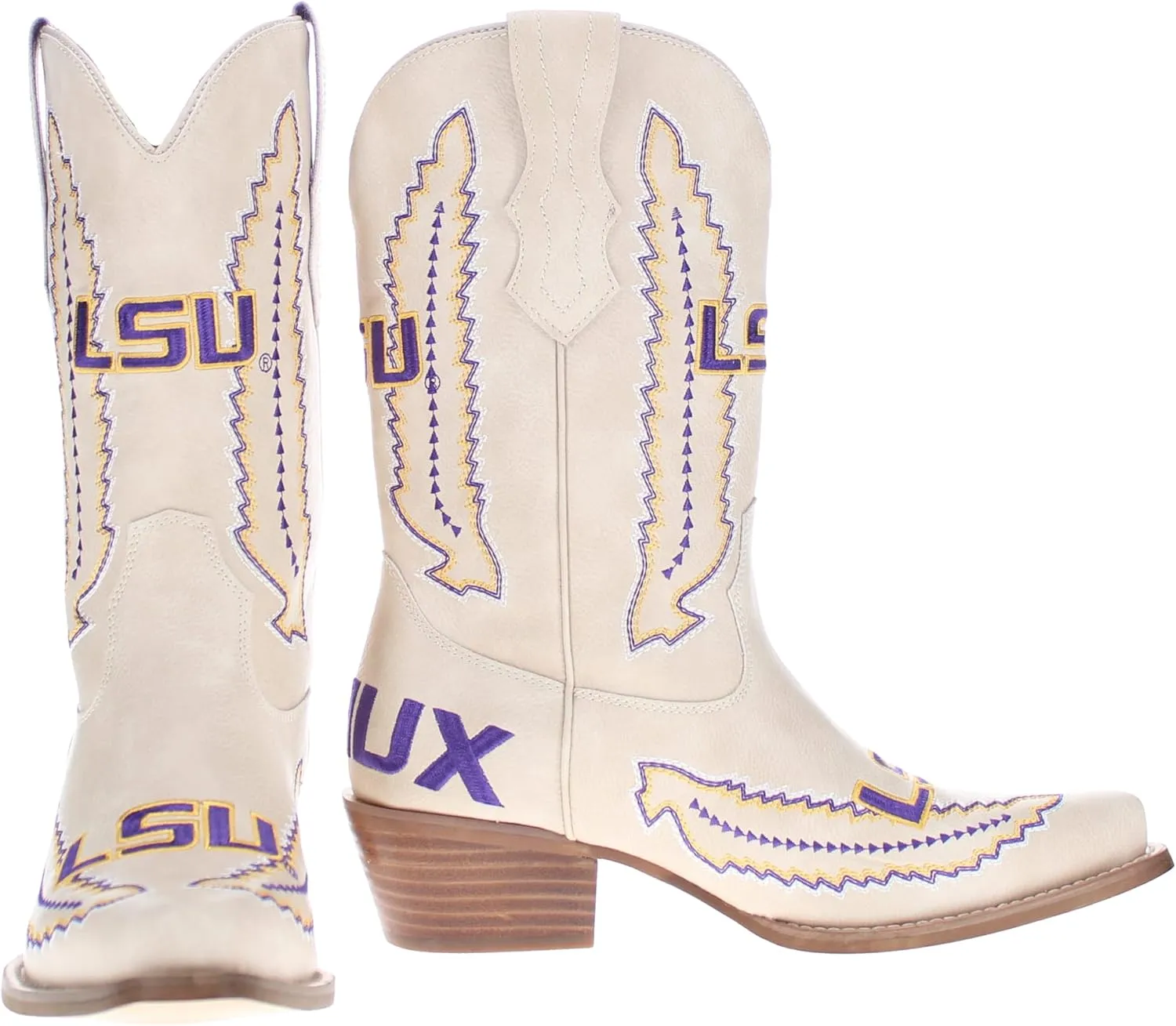 Vaccari Women's Mimi Premium PU Leather NCAA Athletics Embroidery Cowboy Boots