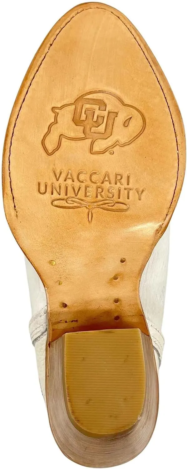 Vaccari Women's Natalie Genuine Leather NCAA League Embroidery Pointed Toe Western V Cutout Ankle Boots