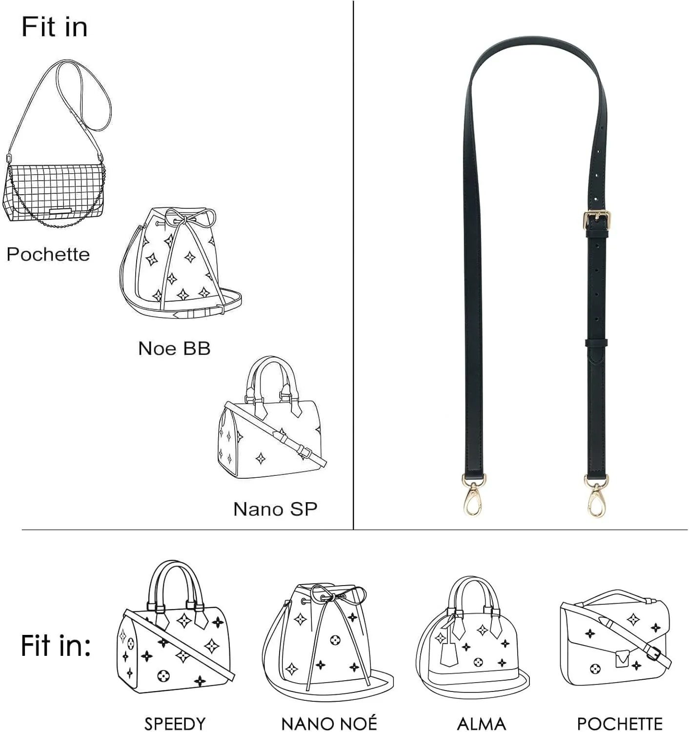 Vachetta Leather Adjustable Crossbody Strap for Women's Crossbody Handbags