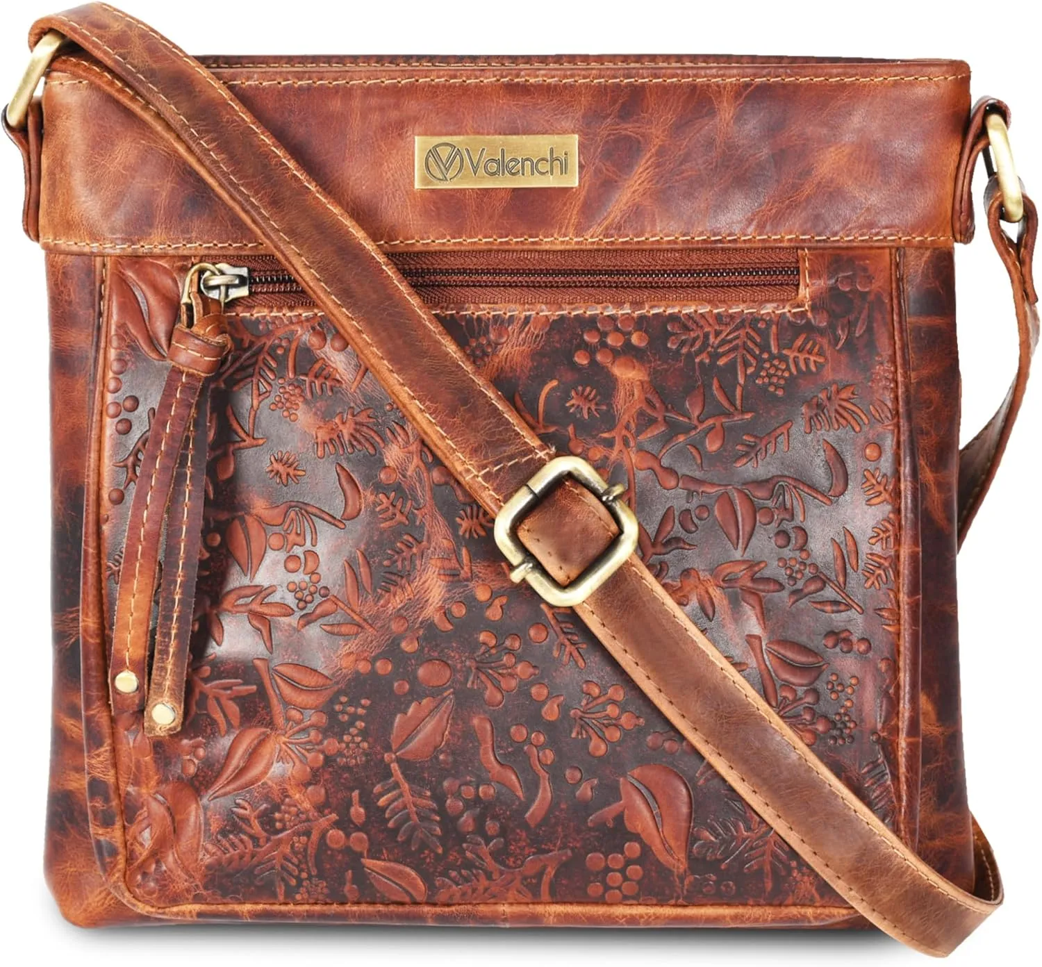 VALENCHI Women's Crossbody Handbags - Premium Leather Bags for Women - Everyday Purse with Adjustable Strap - Ladies Bag