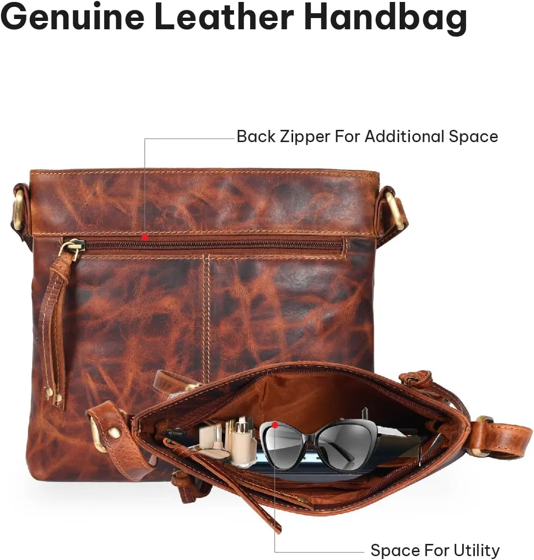 VALENCHI Women's Crossbody Handbags - Premium Leather Bags for Women - Everyday Purse with Adjustable Strap - Ladies Bag