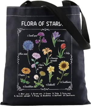 Valley Game Inspired Flora Of Star-dew Tote Bag - Pelican Town Flowers Vintage Botanical Shoulder Bag - Farm Sim Gift