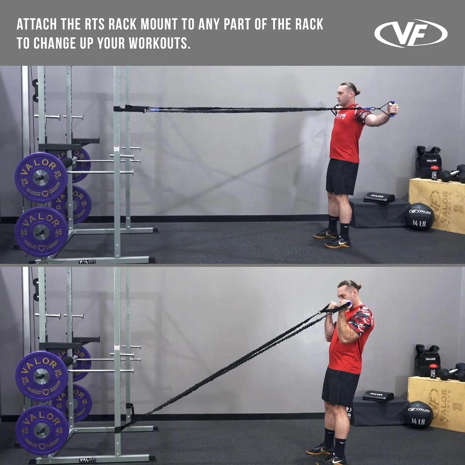 Valor Fitness Resistance Bands - 5lb to 25lbs - Carabiners Attached & 2 Bands per Weight Option with Handles– Sheath Covered - Strength Training New Compact 39" Design - Wall Door Rack Mount Options