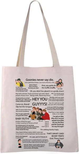 VAMSII Goonies Movie Quote Canvas Tote Bag 80s Movie Inspired Gift Goonies Movie Fans Gift (YOU GUYYYS tote)