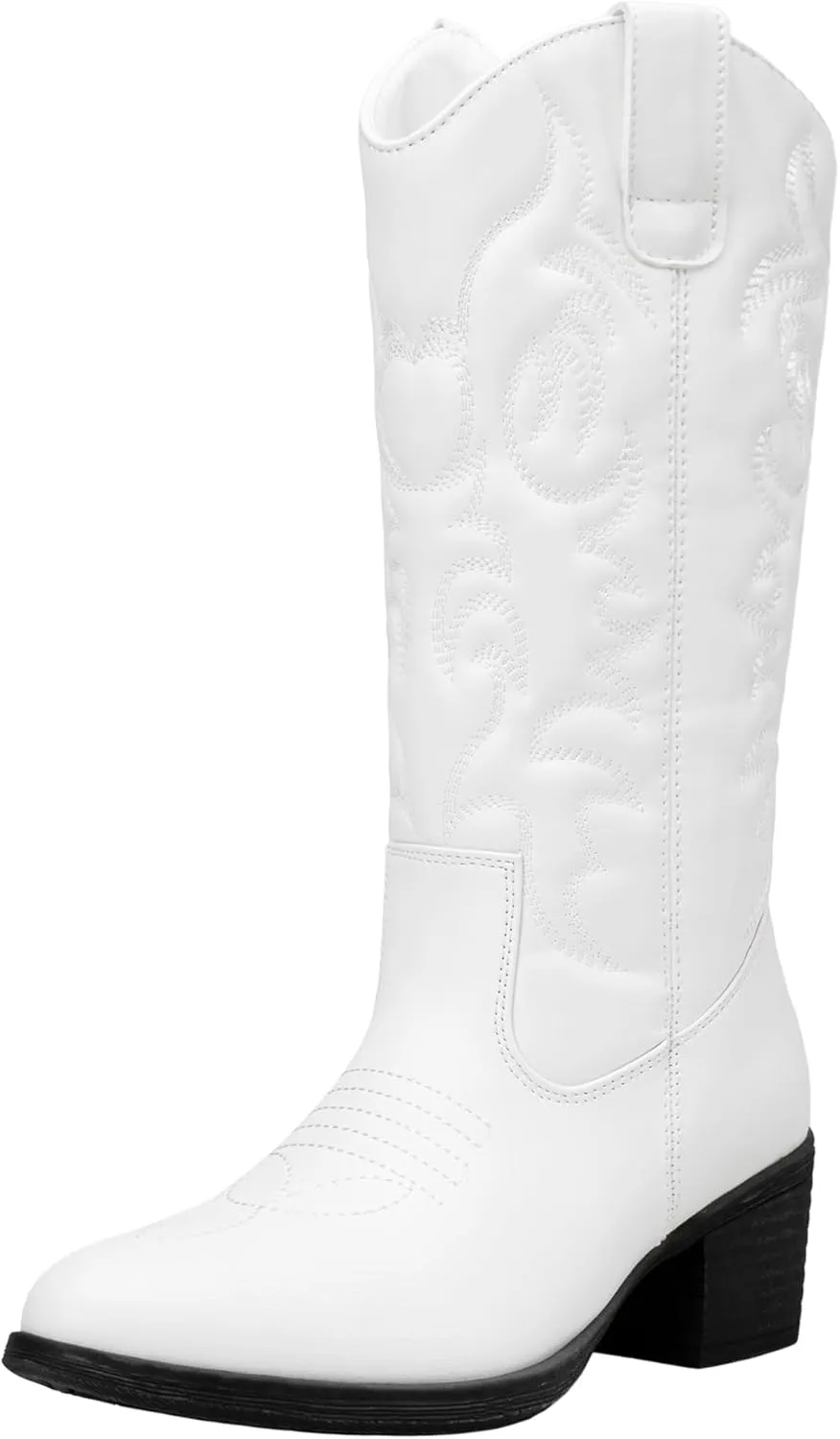 Vepose Women's Cowboy Boots Western Cowgirl Round Toe Mid Calf Boots for Women