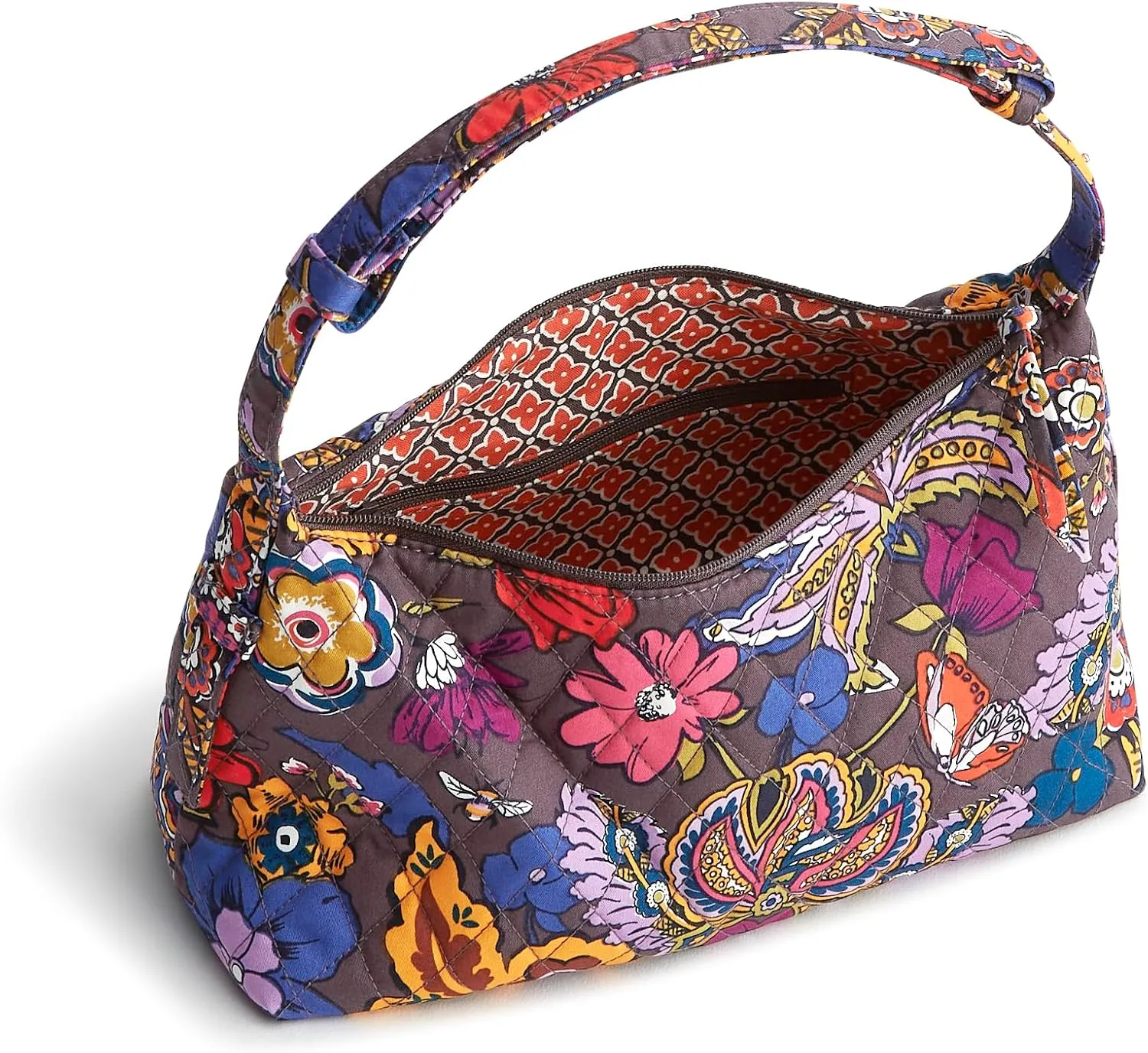 Vera Bradley Premium Cotton Roxbury Crescent Shoulder Bag