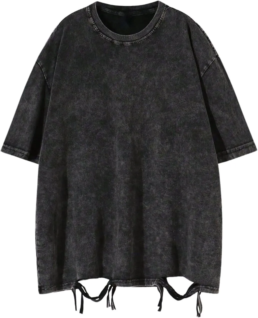 Verdusa Men's Distressed Asymmetrical Tees Crew Neck Vintage Faded T Shirts