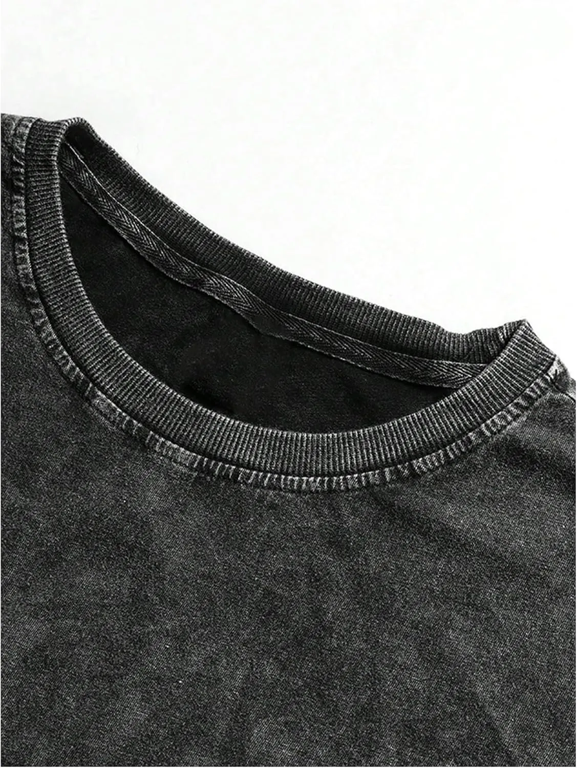 Verdusa Men's Distressed Asymmetrical Tees Crew Neck Vintage Faded T Shirts