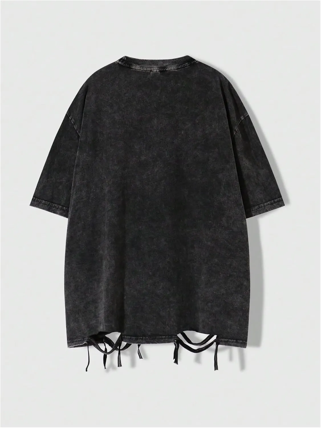 Verdusa Men's Distressed Asymmetrical Tees Crew Neck Vintage Faded T Shirts