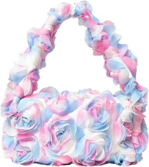 Verdusa Women's 3D Flower Clutch Handbags Rose Evening Purse Top Handle Bags