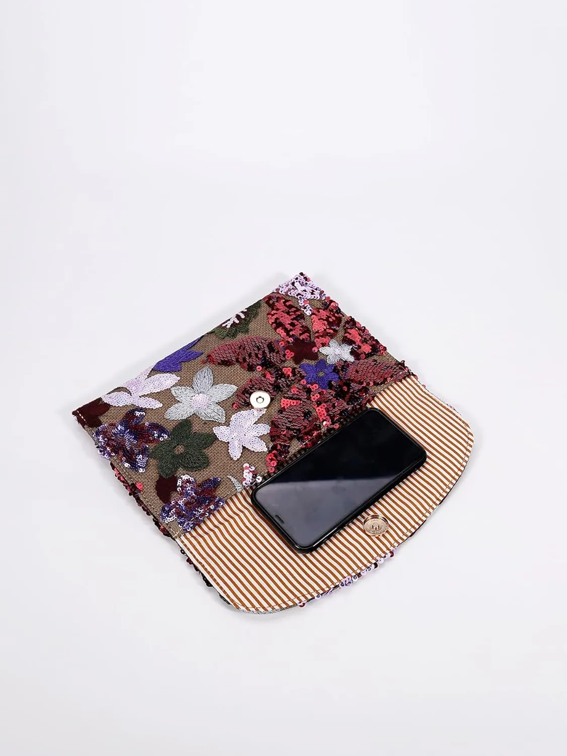 Verdusa Women's Floral Embroidery Sequin Evening Clutch Bags Party Purses