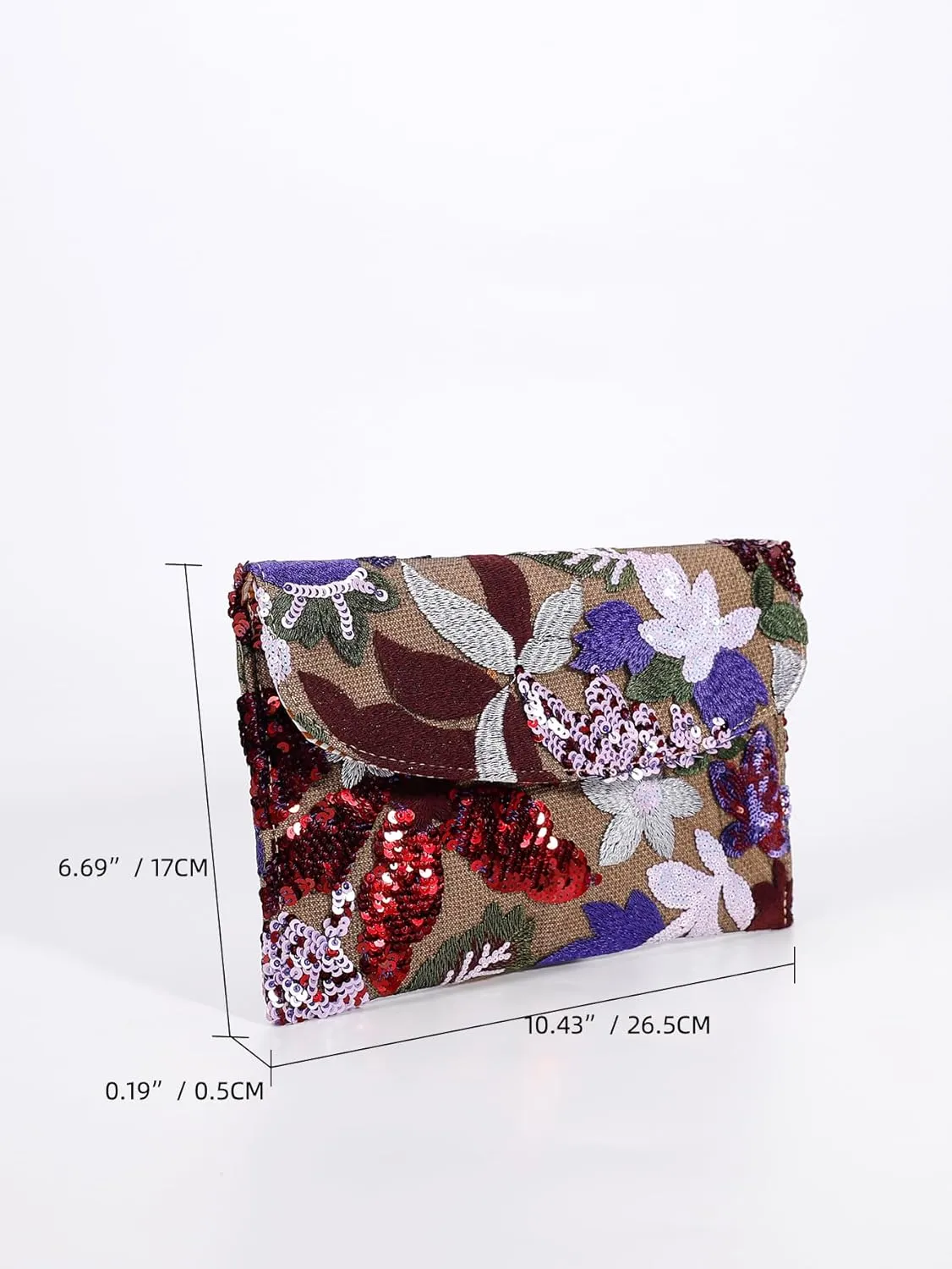 Verdusa Women's Floral Embroidery Sequin Evening Clutch Bags Party Purses