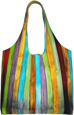 Vertical Planks in Carpentry Oak Timber Print Classic Soft Grocery Cloth Bag Aesthetic Tote Bag For Beach Travel Shopping
