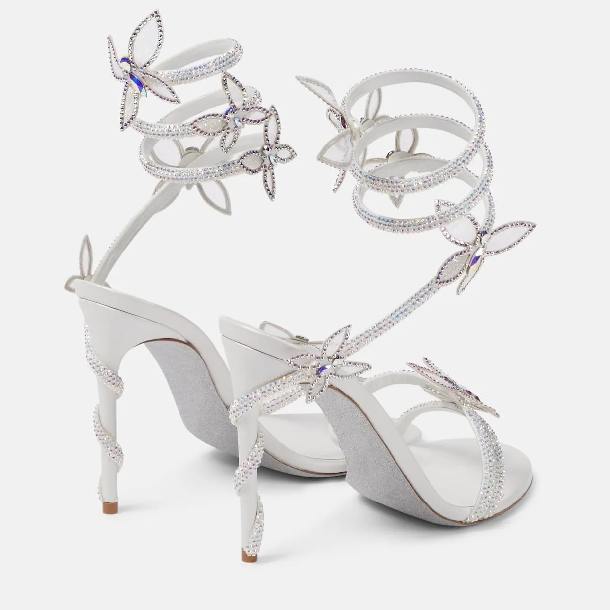 Vertundy Embellished Rhinestone Butterfly Spiral Coil Wrap Around Stiletto Heels Diamante Ankle Strap Fantasy Sparkly Sandals Dress Shoes
