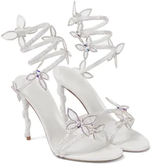 Vertundy Embellished Rhinestone Butterfly Spiral Coil Wrap Around Stiletto Heels Diamante Ankle Strap Fantasy Sparkly Sandals Dress Shoes