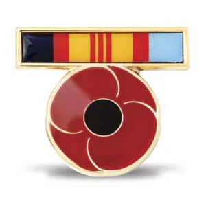 Vietnam Ribbon Poppy Lapel Pin