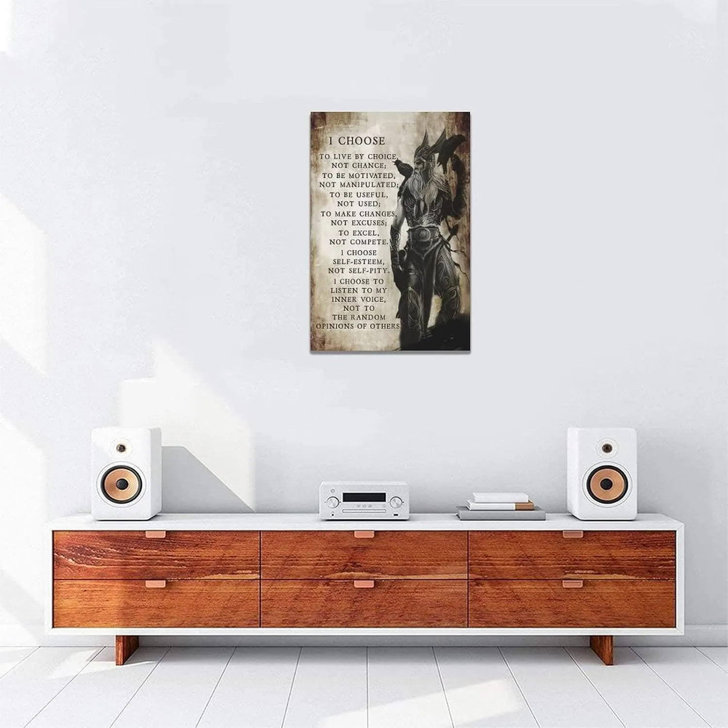 Viking Warrior Wall Art Viking Samurai Picture Wall Decor I Choose to Live by Choice Inspirational Quotes Canvas Painting Prints Motivational Poster Artwork Home Framed for Bedroom Living Room 16"x24"