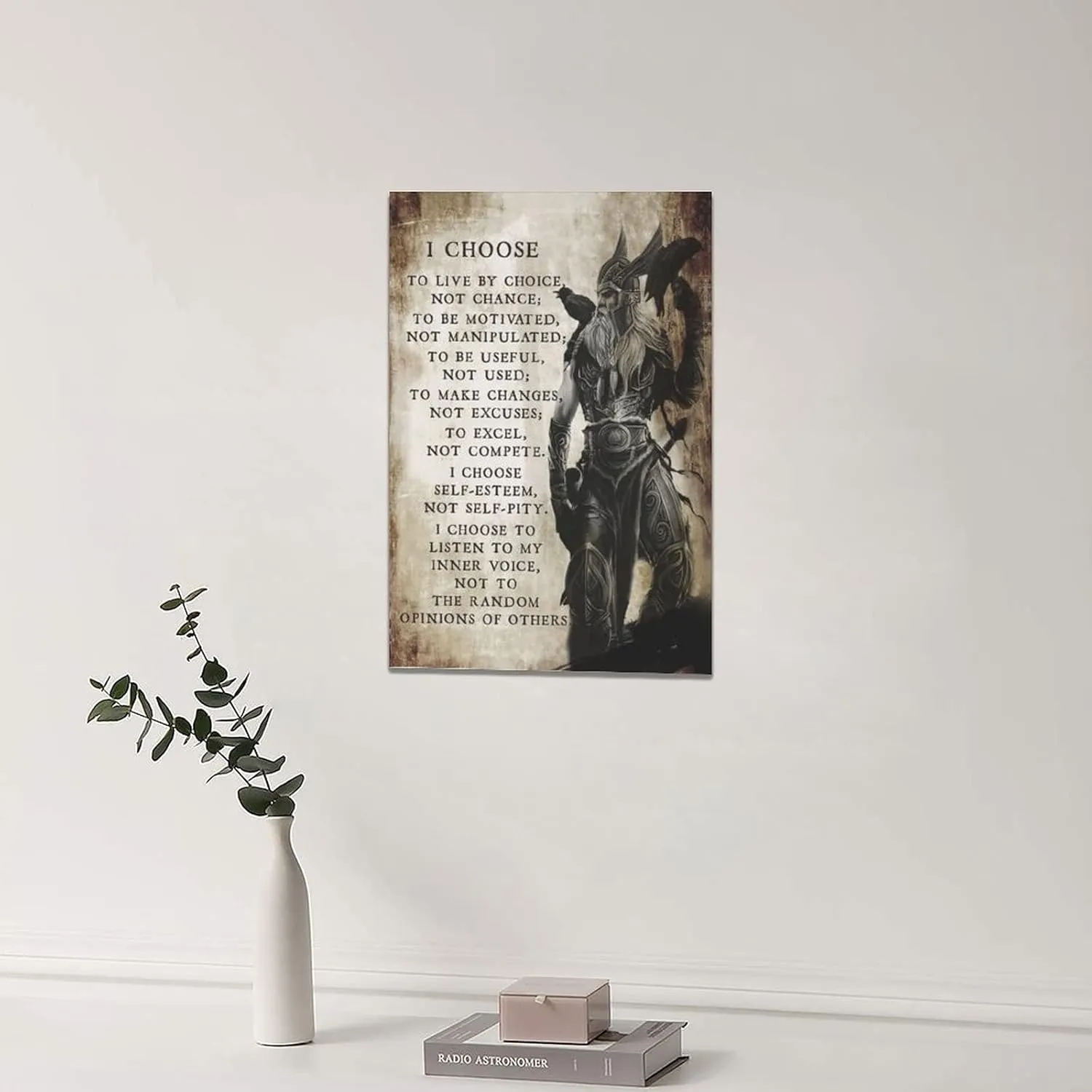 Viking Warrior Wall Art Viking Samurai Picture Wall Decor I Choose to Live by Choice Inspirational Quotes Canvas Painting Prints Motivational Poster Artwork Home Framed for Bedroom Living Room 16"x24"