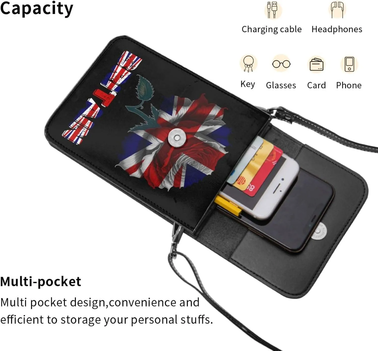 Vintage Cape Verde Verdean Flag Rose Flower Small Crossbody Purse Cell Phone Bag for Women
