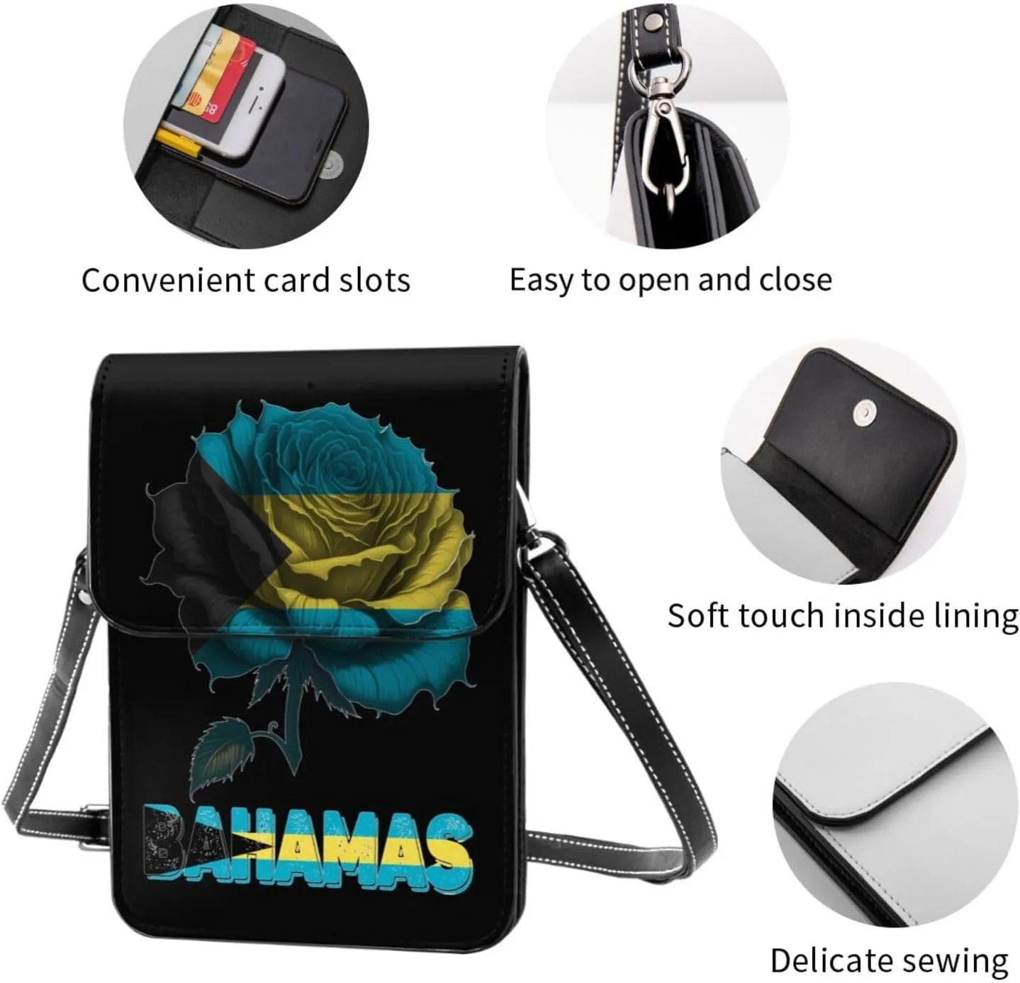 Vintage Cape Verde Verdean Flag Rose Flower Small Crossbody Purse Cell Phone Bag for Women