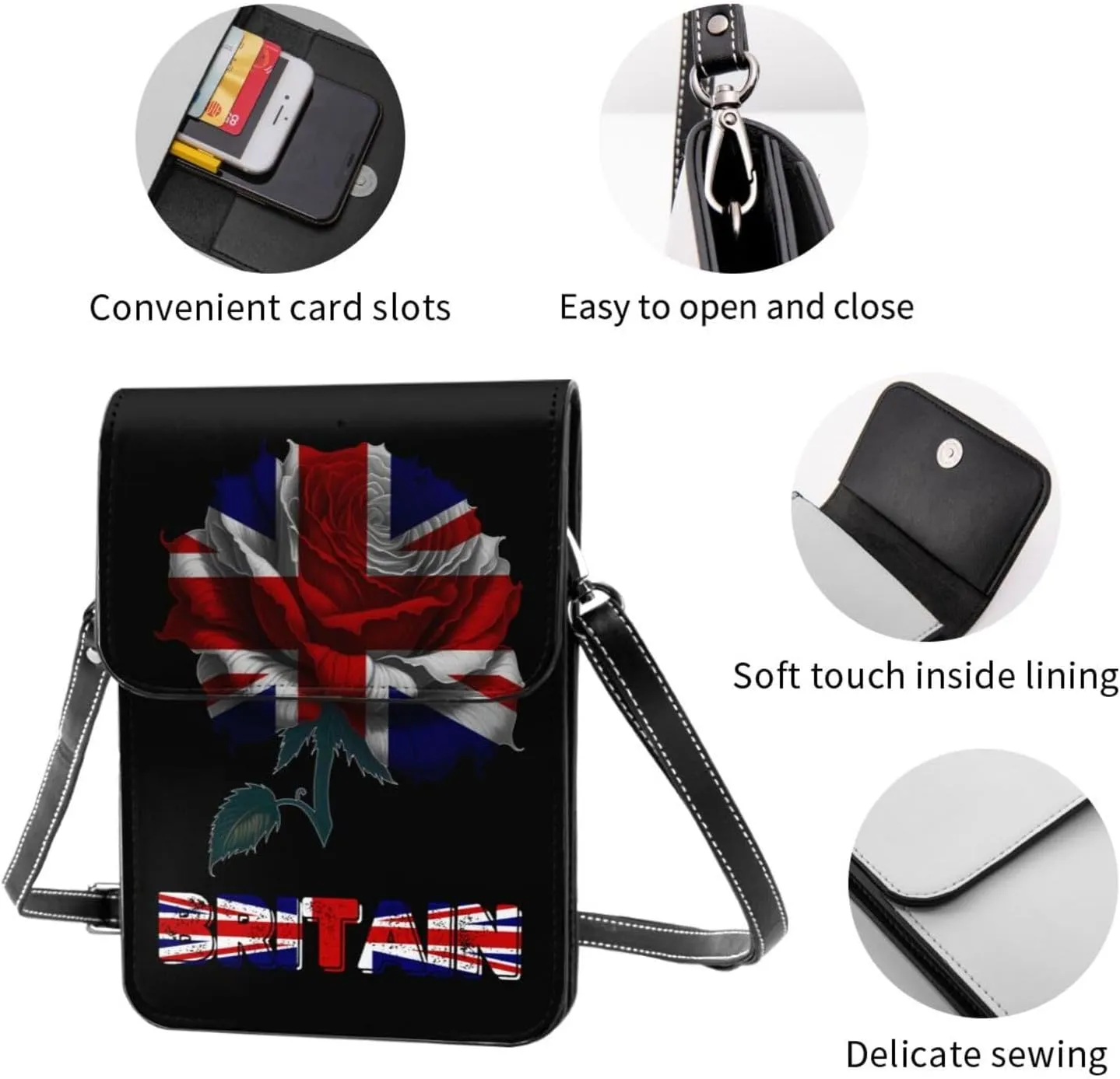 Vintage Cape Verde Verdean Flag Rose Flower Small Crossbody Purse Cell Phone Bag for Women