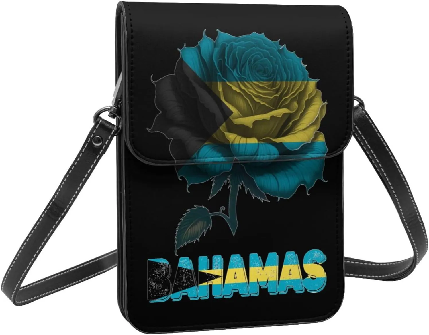 Vintage Cape Verde Verdean Flag Rose Flower Small Crossbody Purse Cell Phone Bag for Women