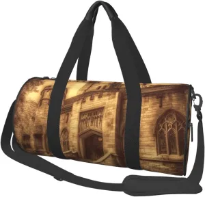Vintage Medieval Castle Travel Duffle Bag for Men Women Sport Gym Bag Foldable Weekender Bag Carry on Overnight Bag for Travel Swimming Basketball