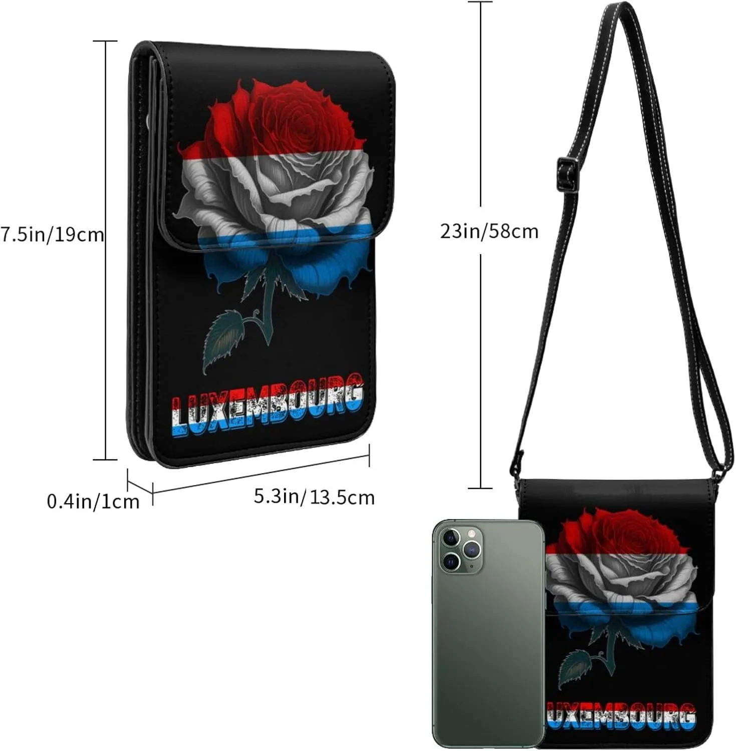 Vintage Mongolia Mongolian Flag Rose Flower Small Crossbody Purse Cell Phone Bag for Women