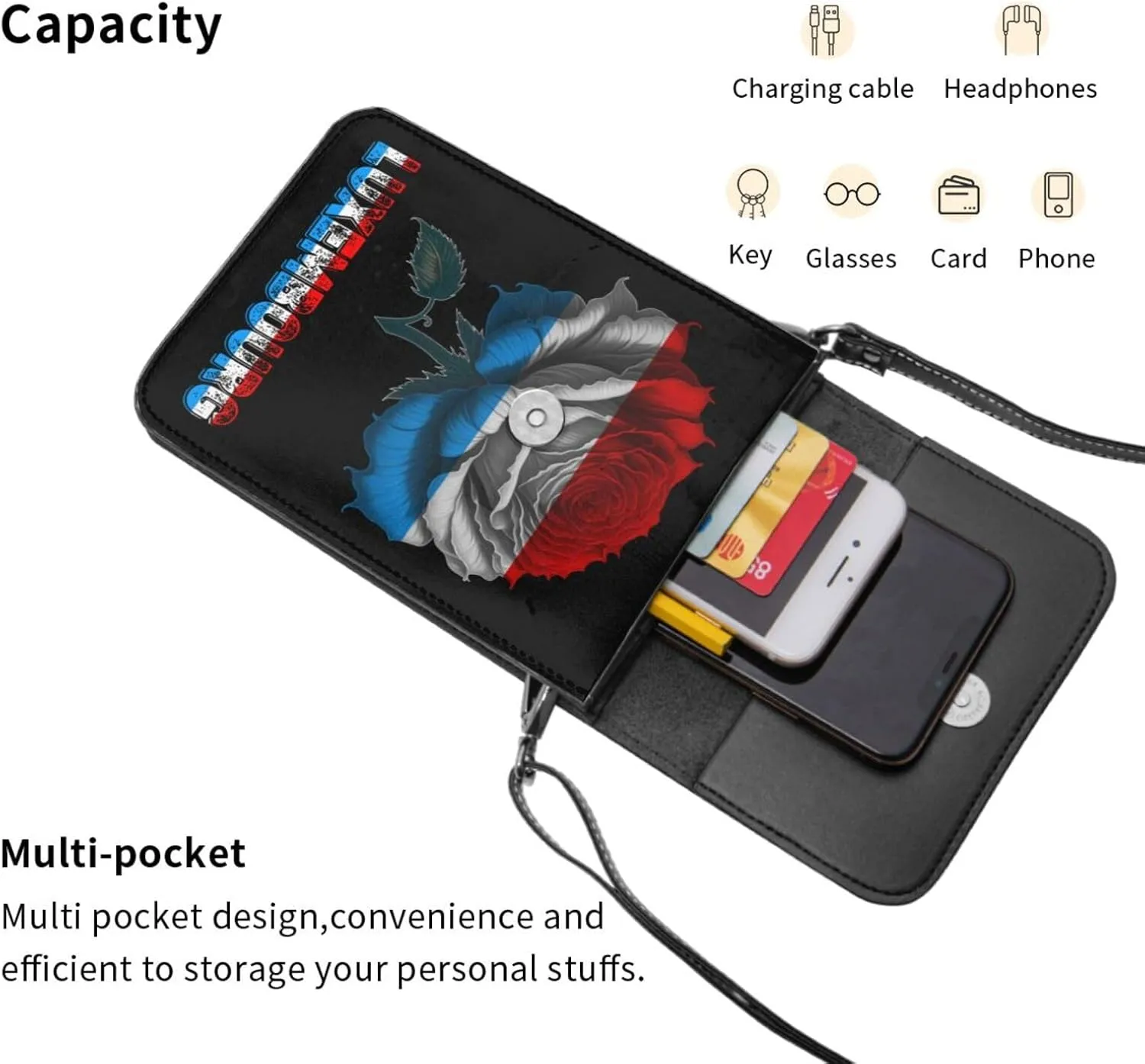 Vintage Mongolia Mongolian Flag Rose Flower Small Crossbody Purse Cell Phone Bag for Women