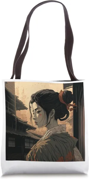 Vintage Retro Japanese Portrait, Dark Intentions - Ukiyo-E Tote Bag