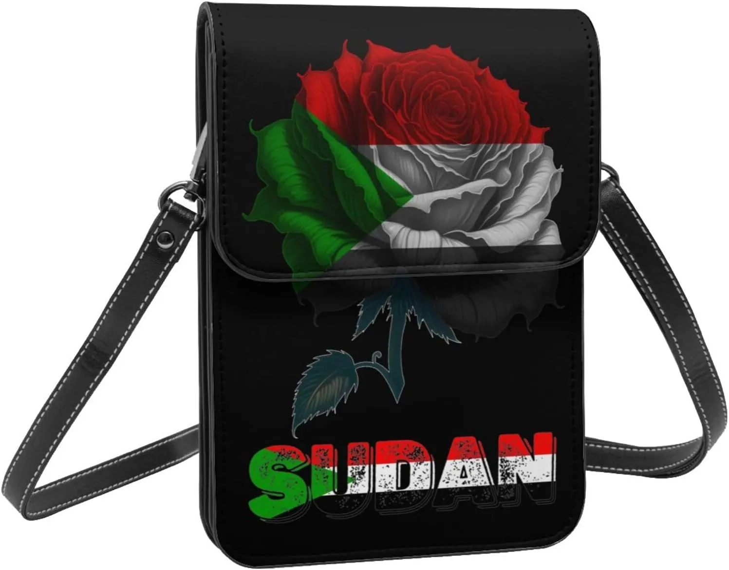 Vintage Turkey Turkish Flag Rose Flower Small Crossbody Purse Cell Phone Bag for Women
